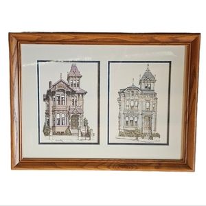 Framed Debbie Patrick Lithograph Watercolors Fulton Broadway St San Francisco CA